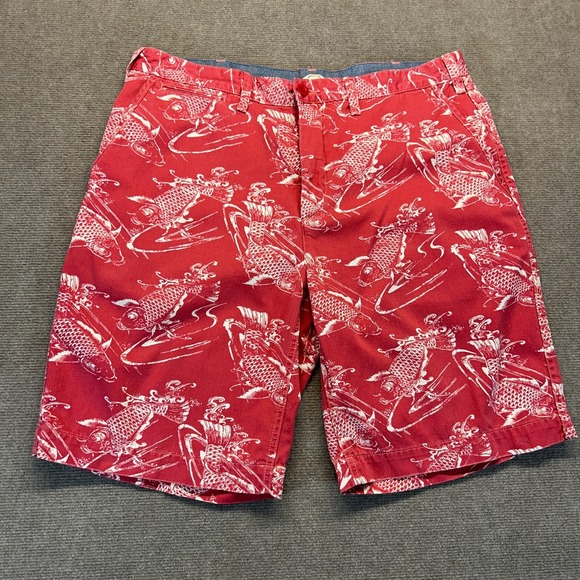 Polo Ralph Lauren Other - Polo Ralph Lauren Fishing Shorts Men's 36 Red AOP Fish 100% Cotton 10"